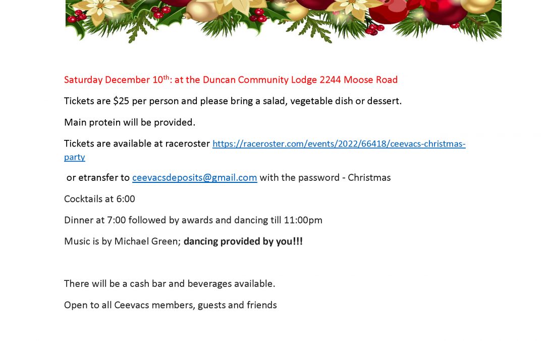 Eat Drink, Dance and be Merry at theCeevacs Awards & Christmas Party